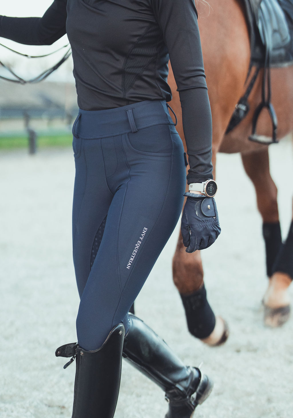 'Plain line' ridetights | Navy