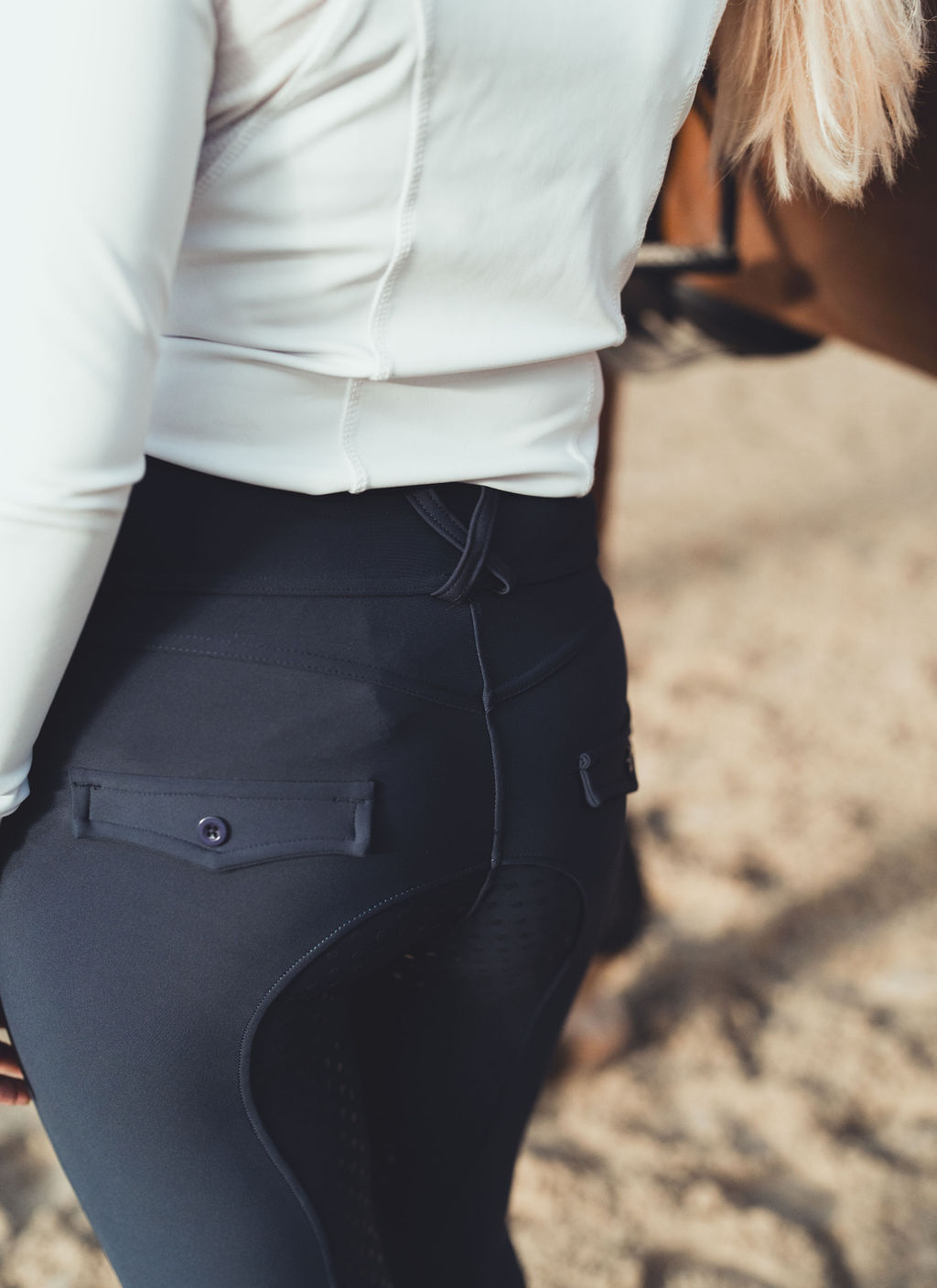 'Plain line' ridetights | Navy