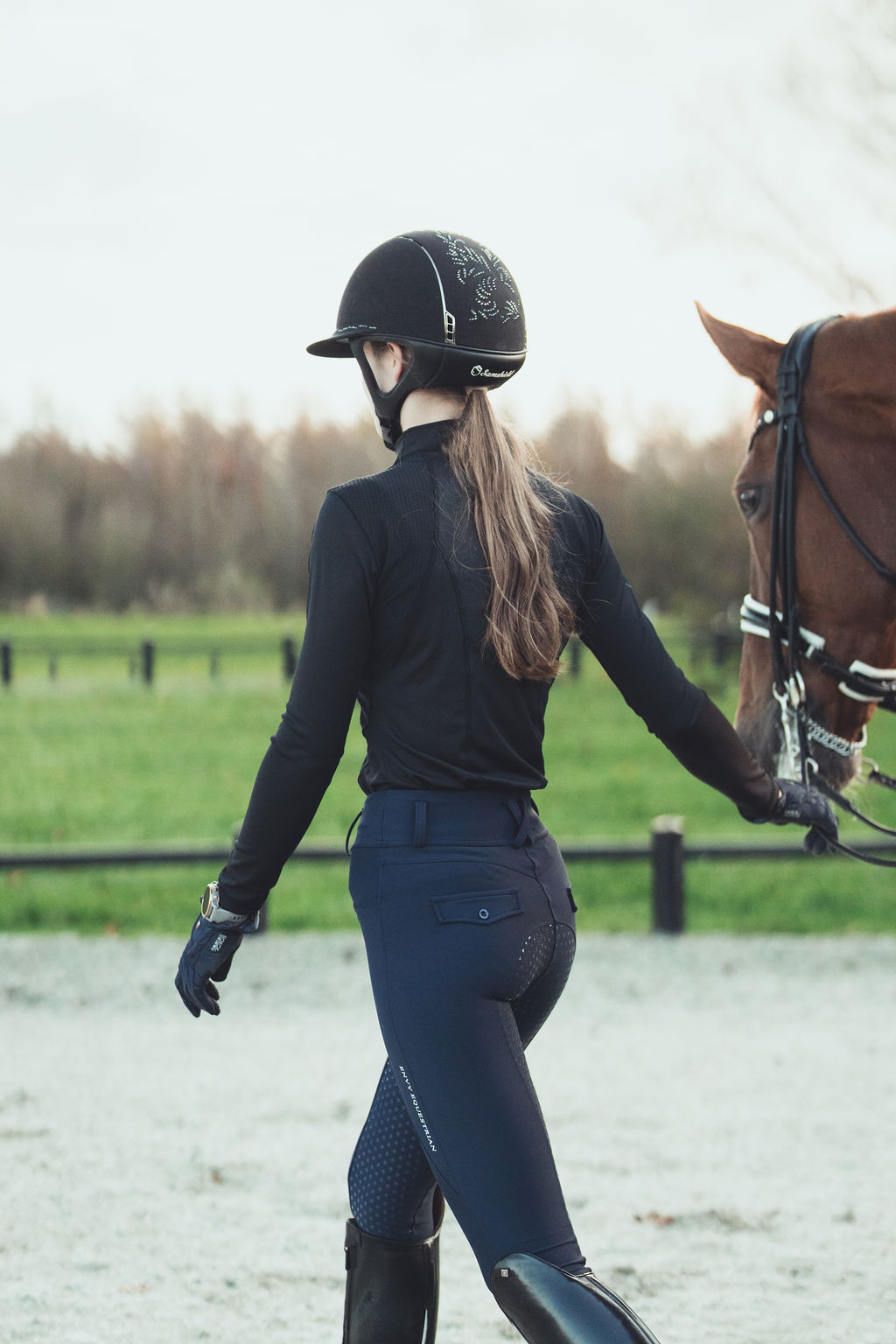 'Plain line' ridetights | Navy
